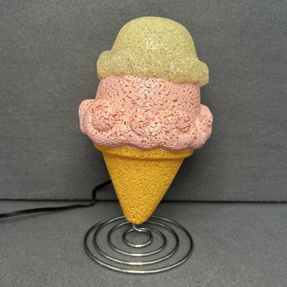 2-Scoop Ice Cream Cone Desk Lamp – Vintage-Inspired Melted Popcorn Style, 2018